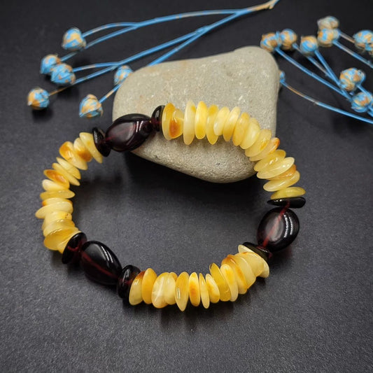 Baltic Amber Chip & Dark Accent Bracelet