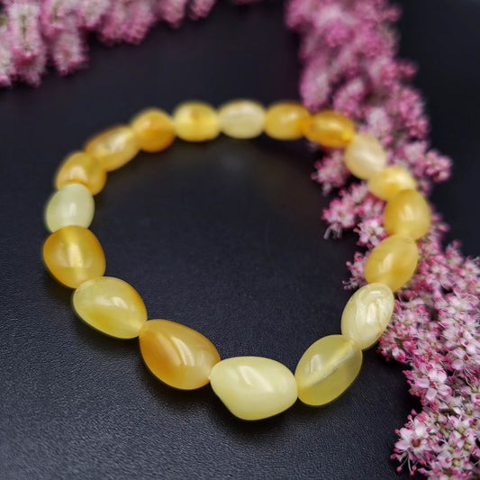 Amber Bracelet irregular beads shapes.