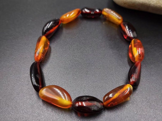 Amber Bracelet irregular beads shapes.