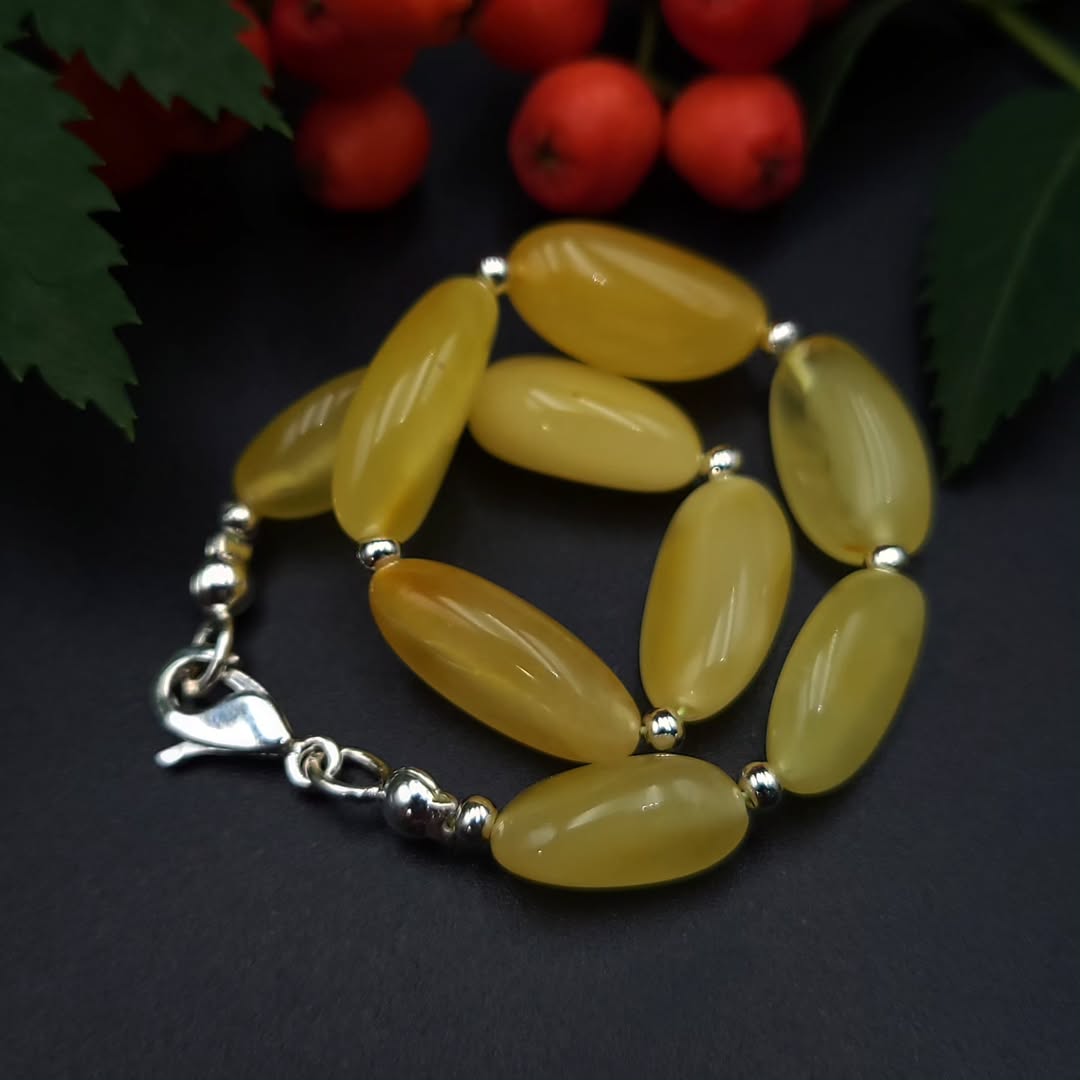 Tetibel Authentic Baltic Amber Bracelet with 925 Sterling Silver Clasp
