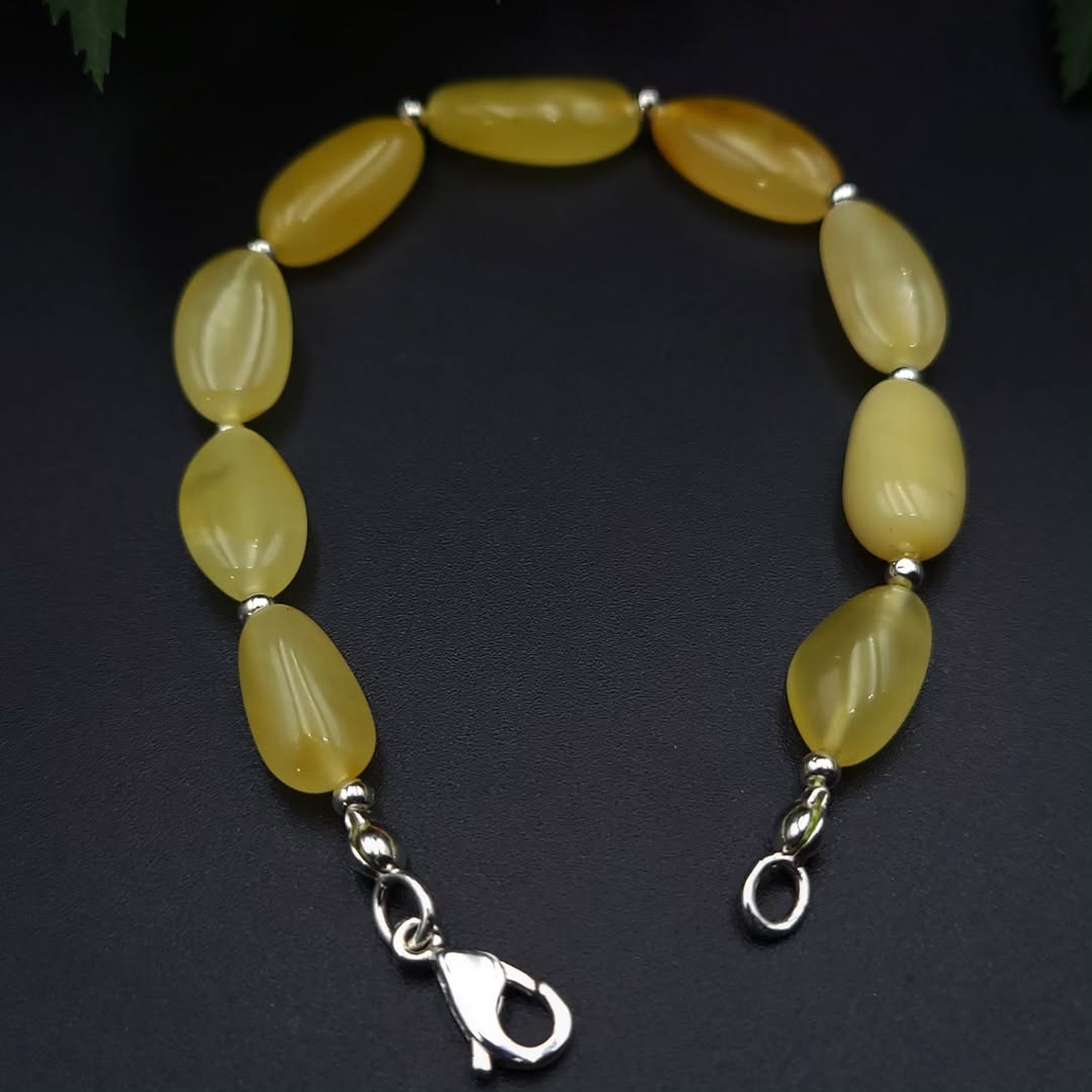 Tetibel Authentic Baltic Amber Bracelet with 925 Sterling Silver Clasp