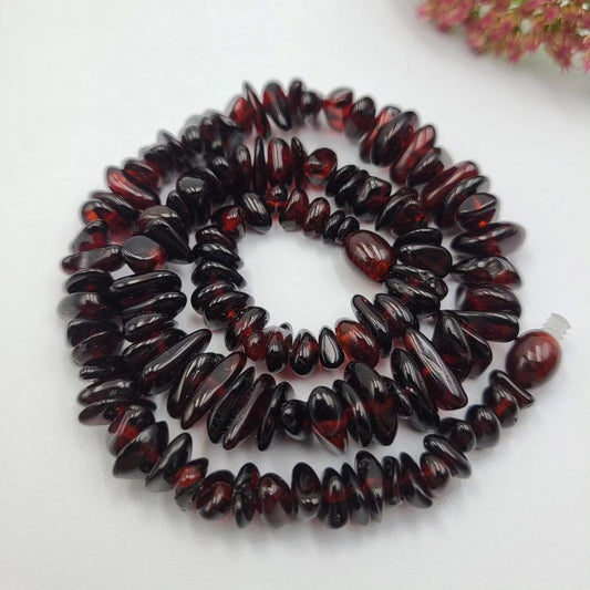 Amber Necklace Chips Reddish Brown