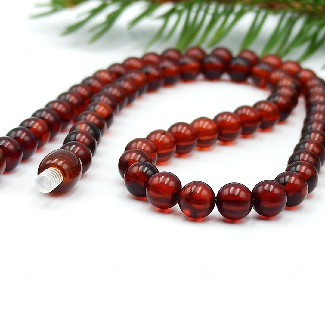 Amber Necklace Bead Reddish Brown