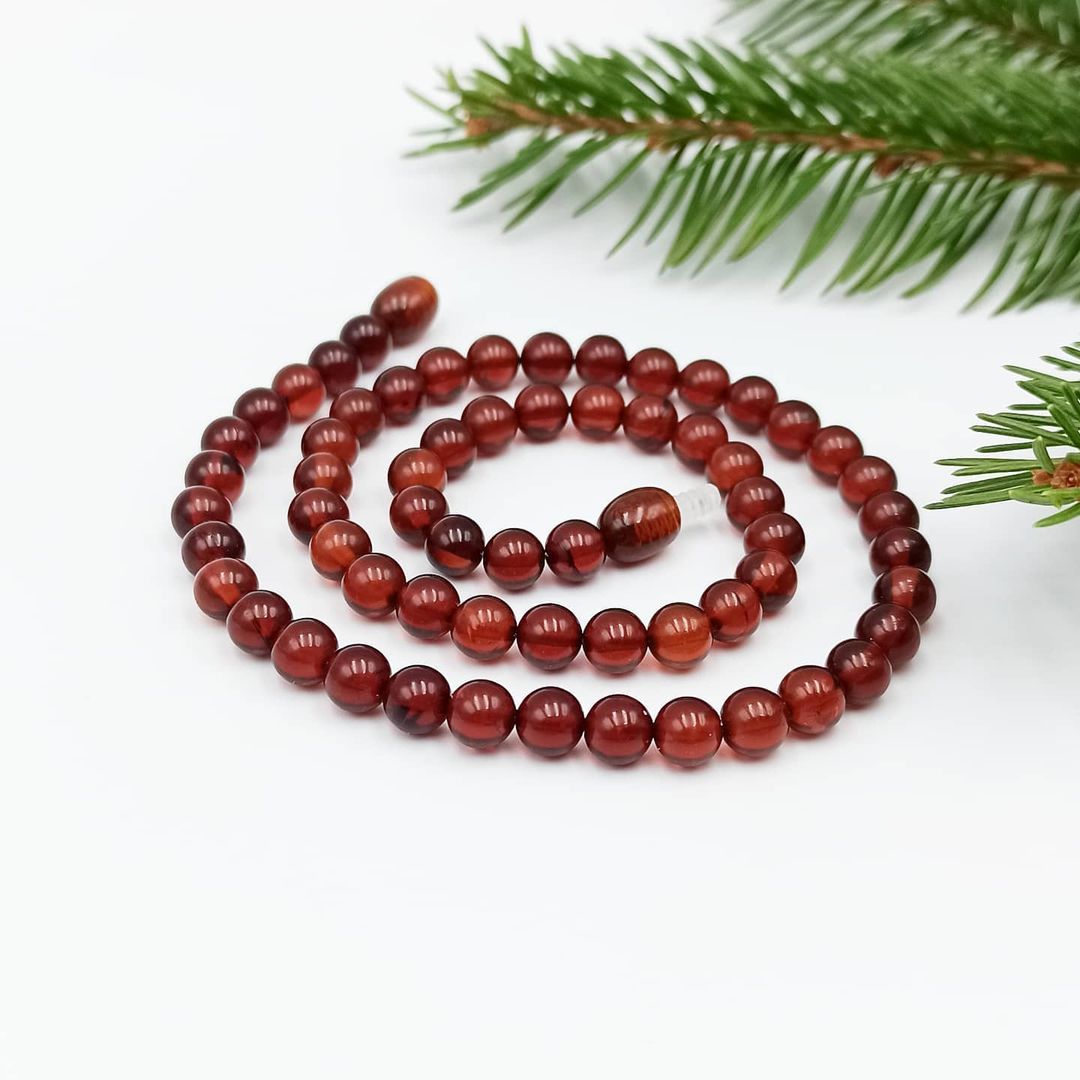 Amber Necklace Bead Reddish Brown