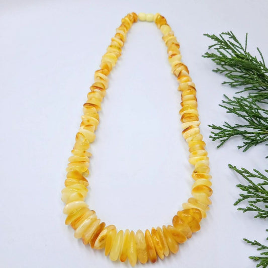 Amber Necklace Chips Light Yellow Honey Color