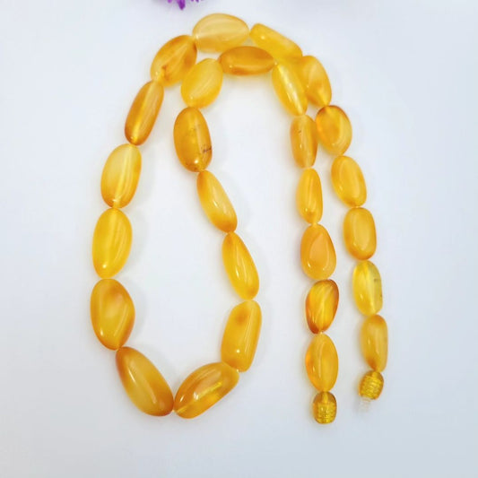 Amber Necklace Oval Beads Yellow Caramel Colour