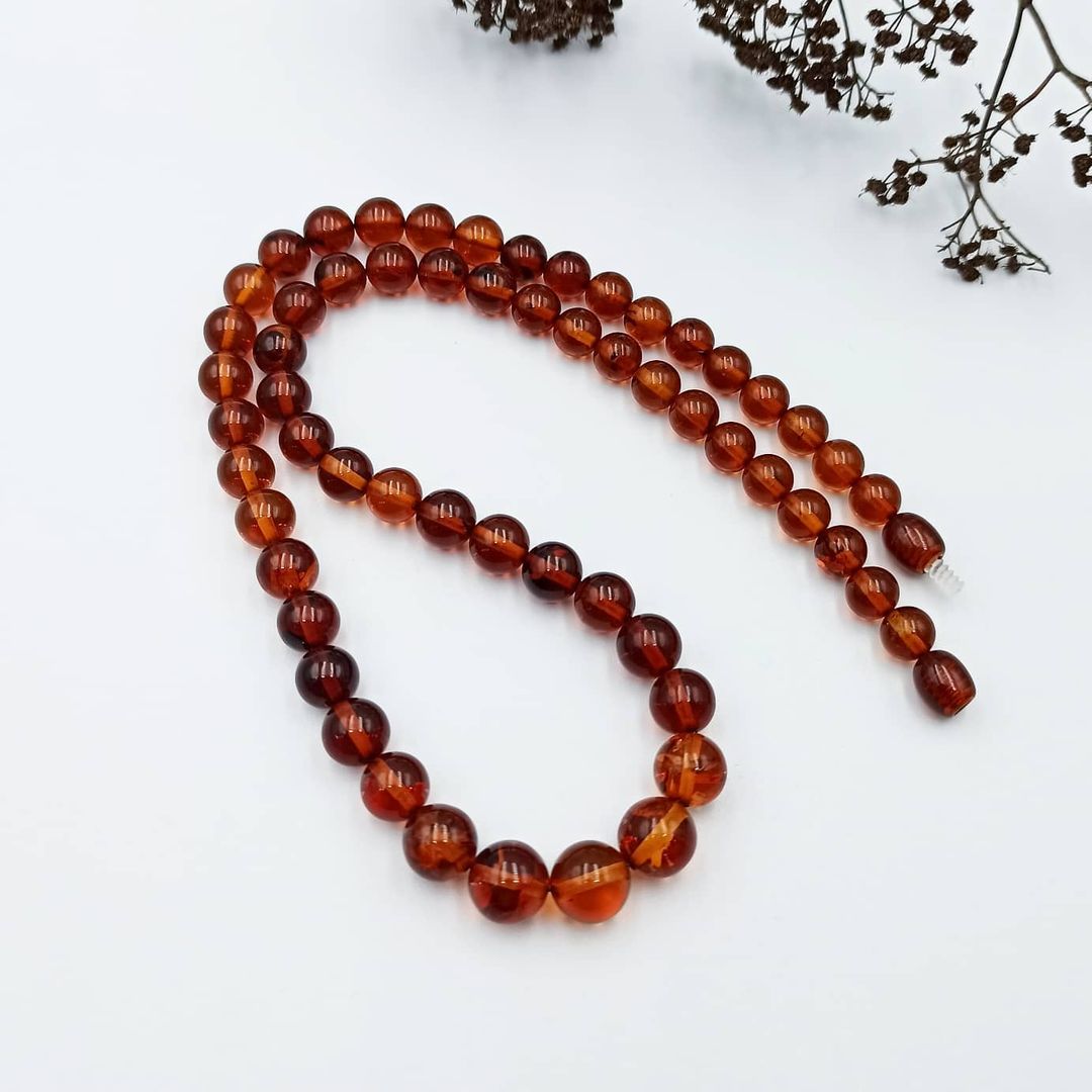Amber Necklace Bead Reddish Brown