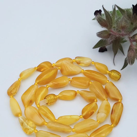 Amber Necklace  Teardrop Honey