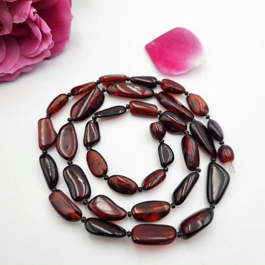 Amber Necklace Teardrop Reddish