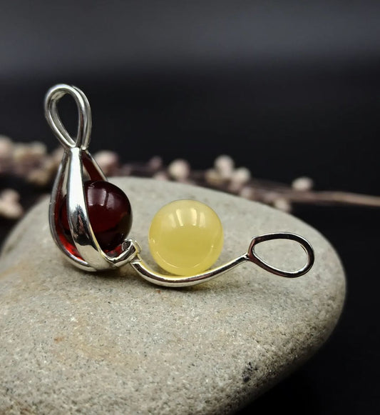 Amber Pendant Replaceable Silver Frame