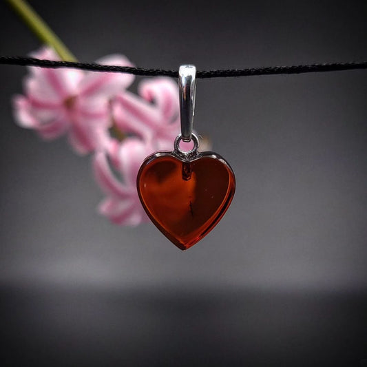 Amber Silver Heart Pendant