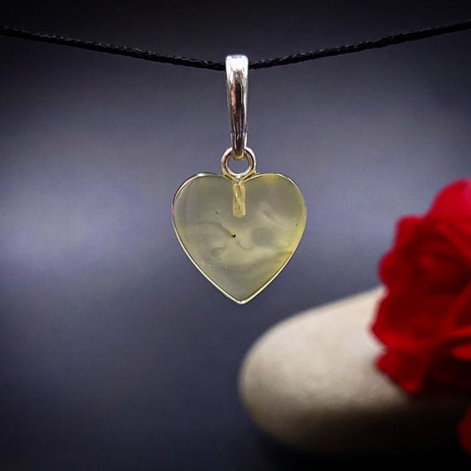 Amber Silver Heart Pendant