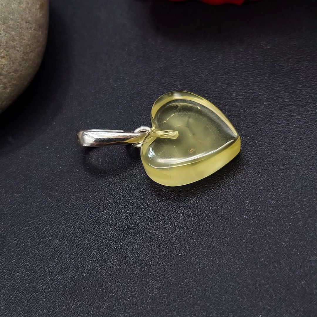 Amber Silver Heart Pendant