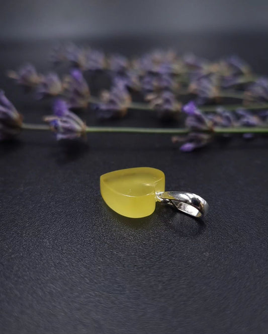 Amber Silver Heart Pendant