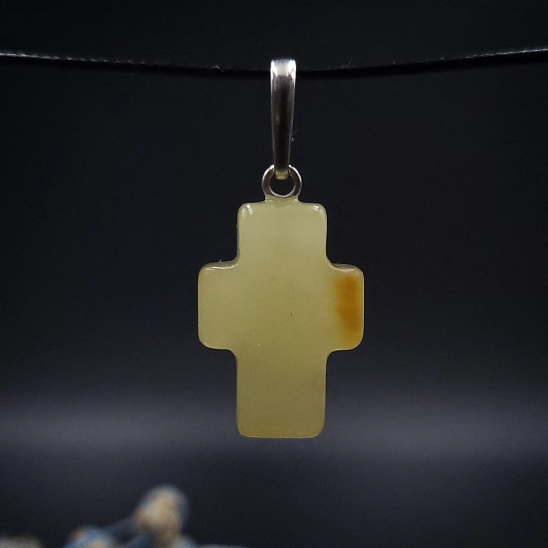 Amber Silver Cross Pendant