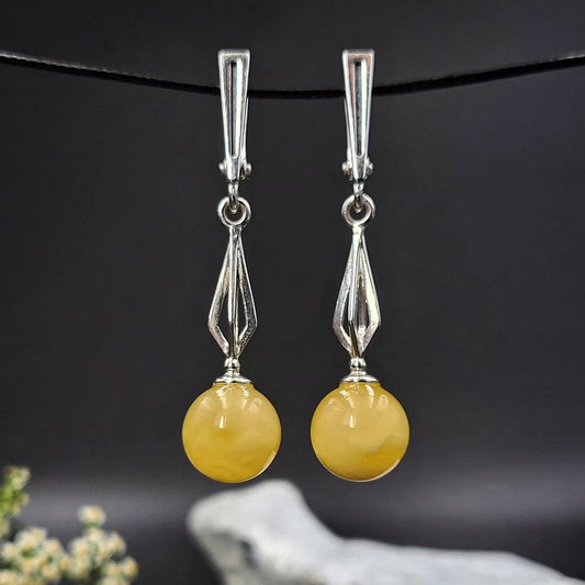 Amber Silver Earrings