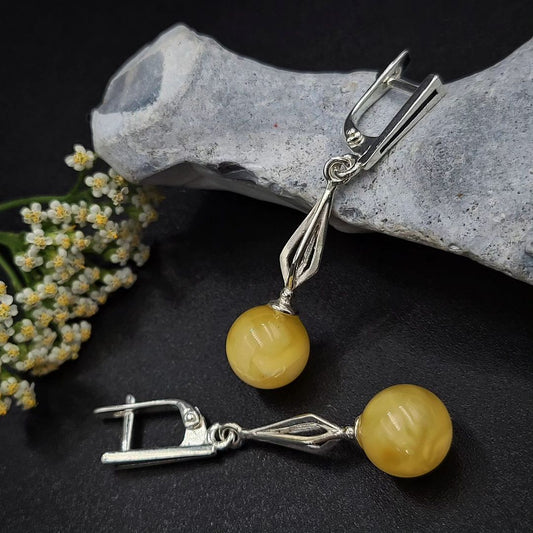 Amber Silver Earrings