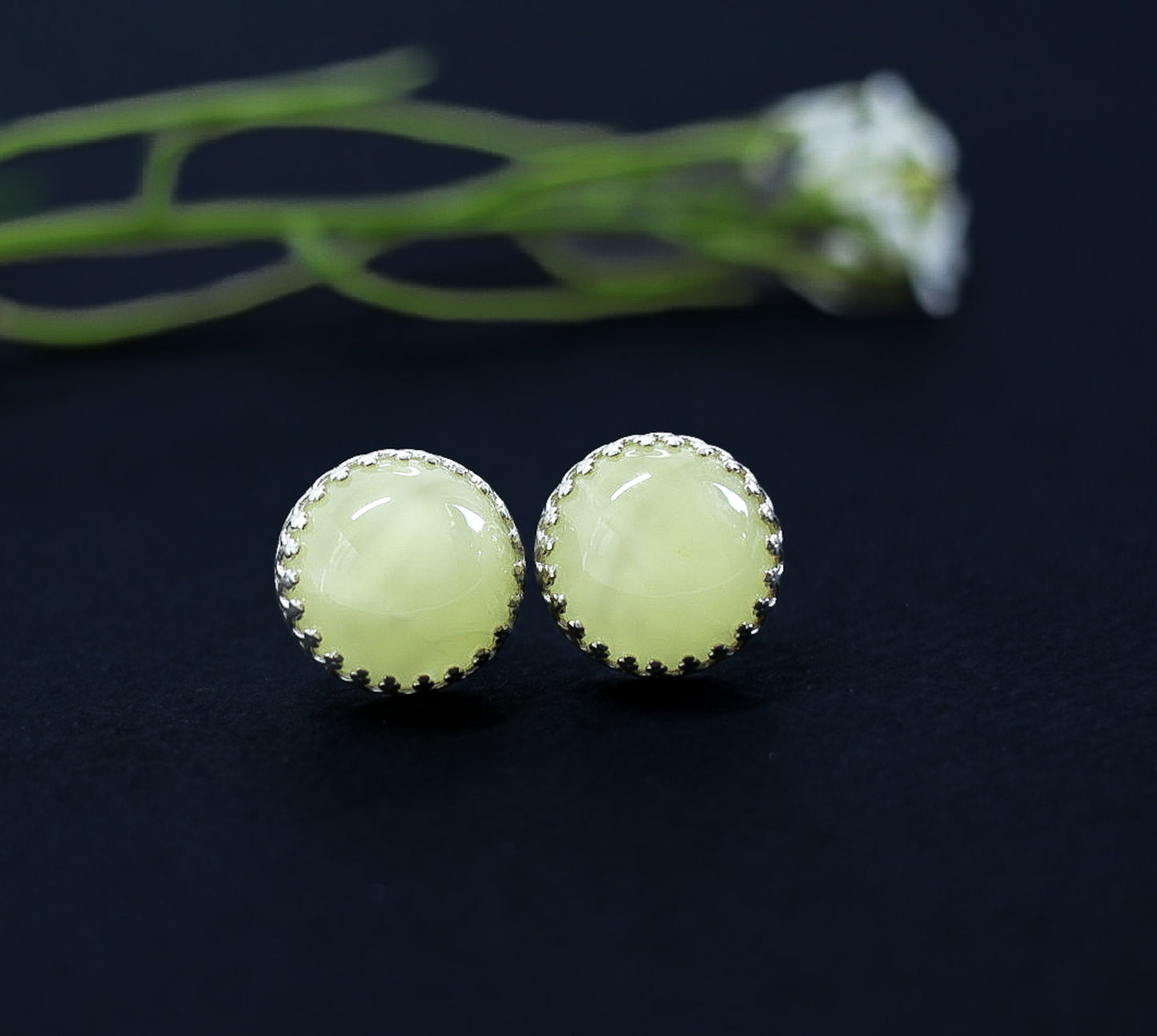 Amber Silver Earrings