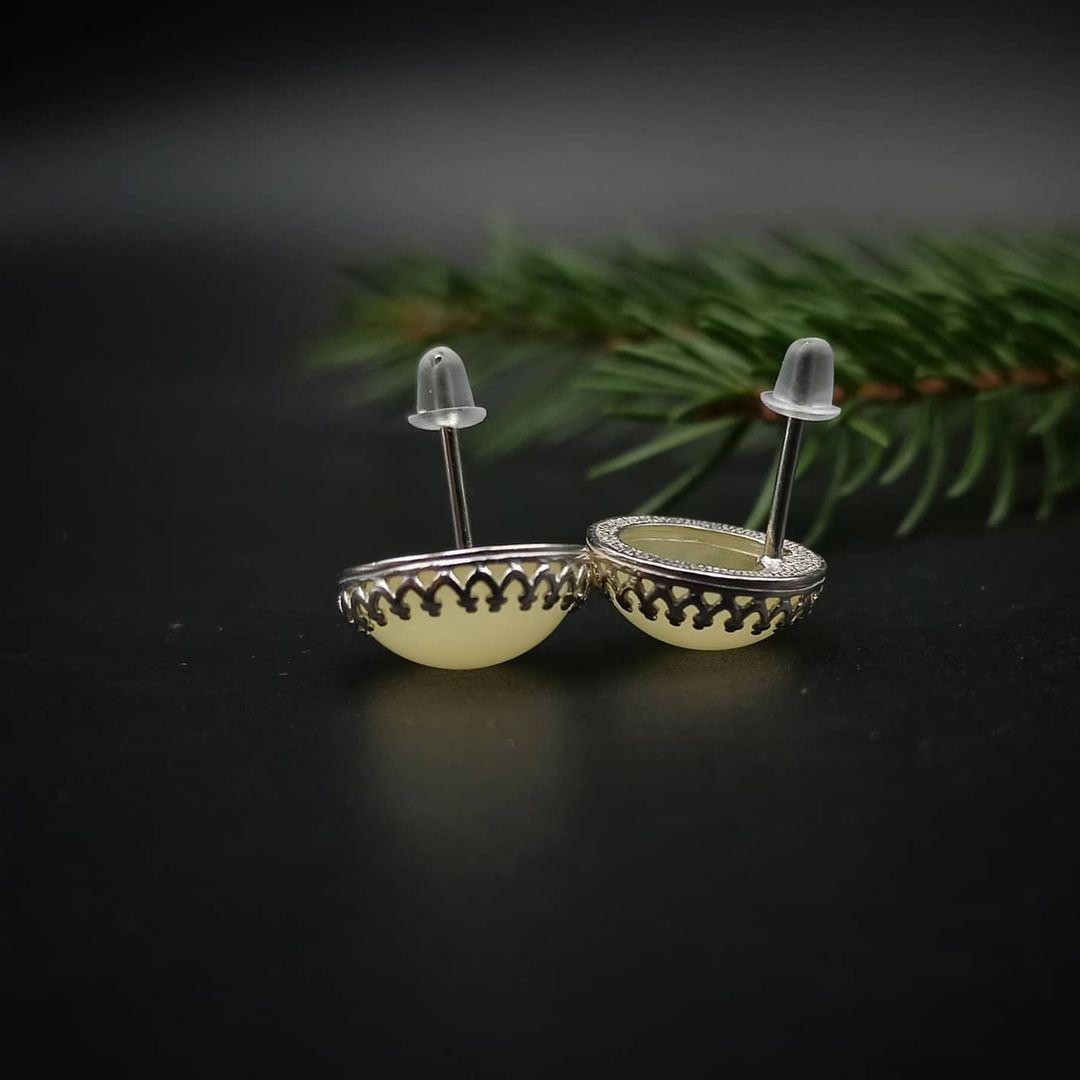 Amber Silver Earrings