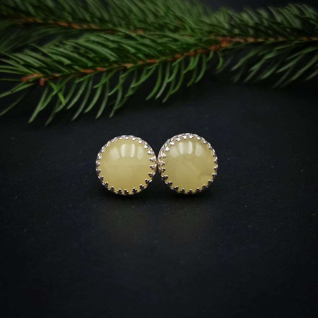 Amber Silver Earrings