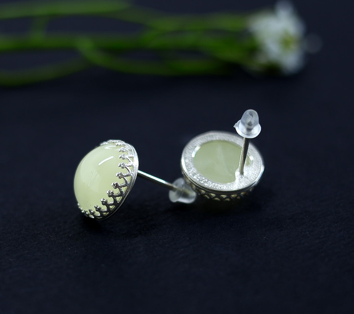 Amber Silver Earrings
