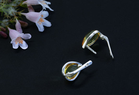 Amber Silver Earrings