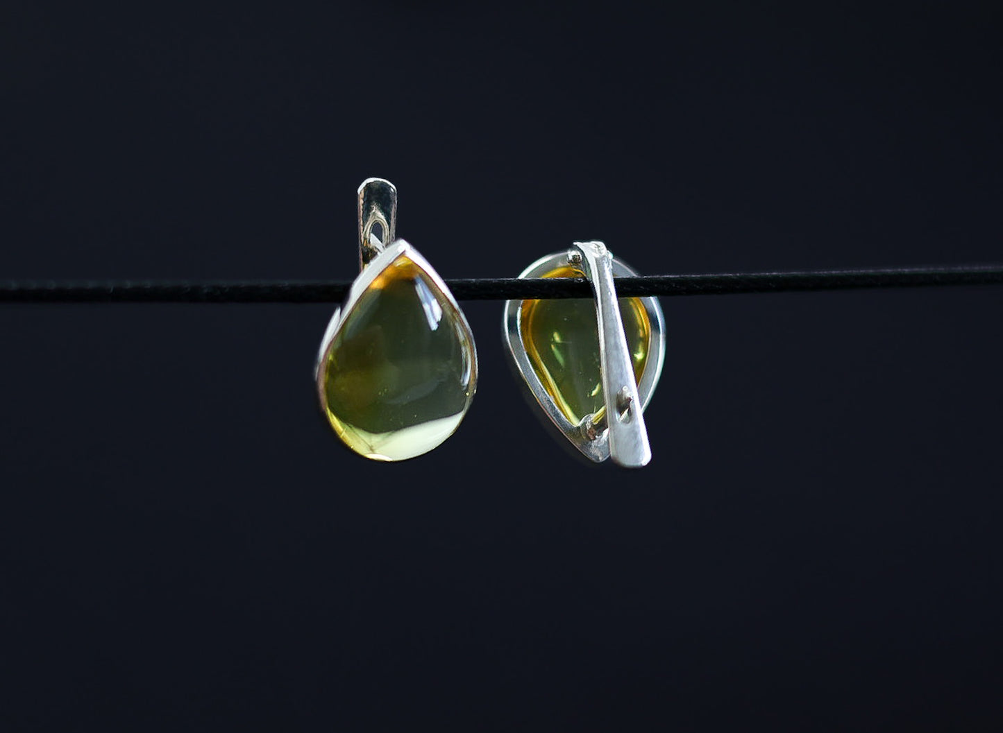 Amber Silver Earrings