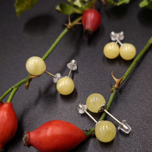 Amber Silver Stud Earrings