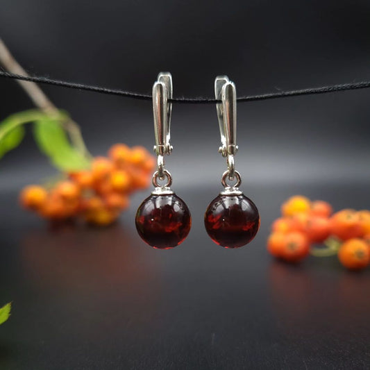 Amber Silver Earrings