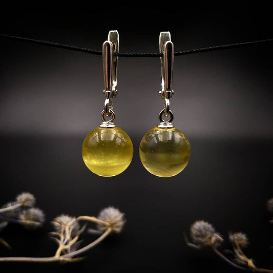 Amber Silver Earrings