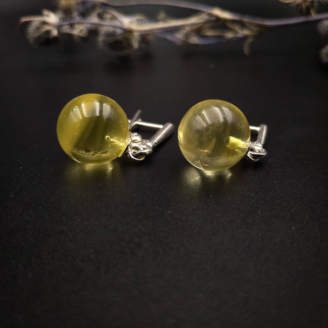 Amber Silver Earrings