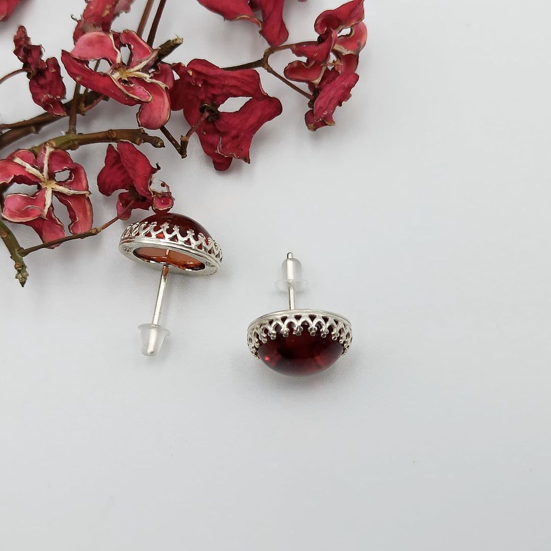 Amber Silver Earrings