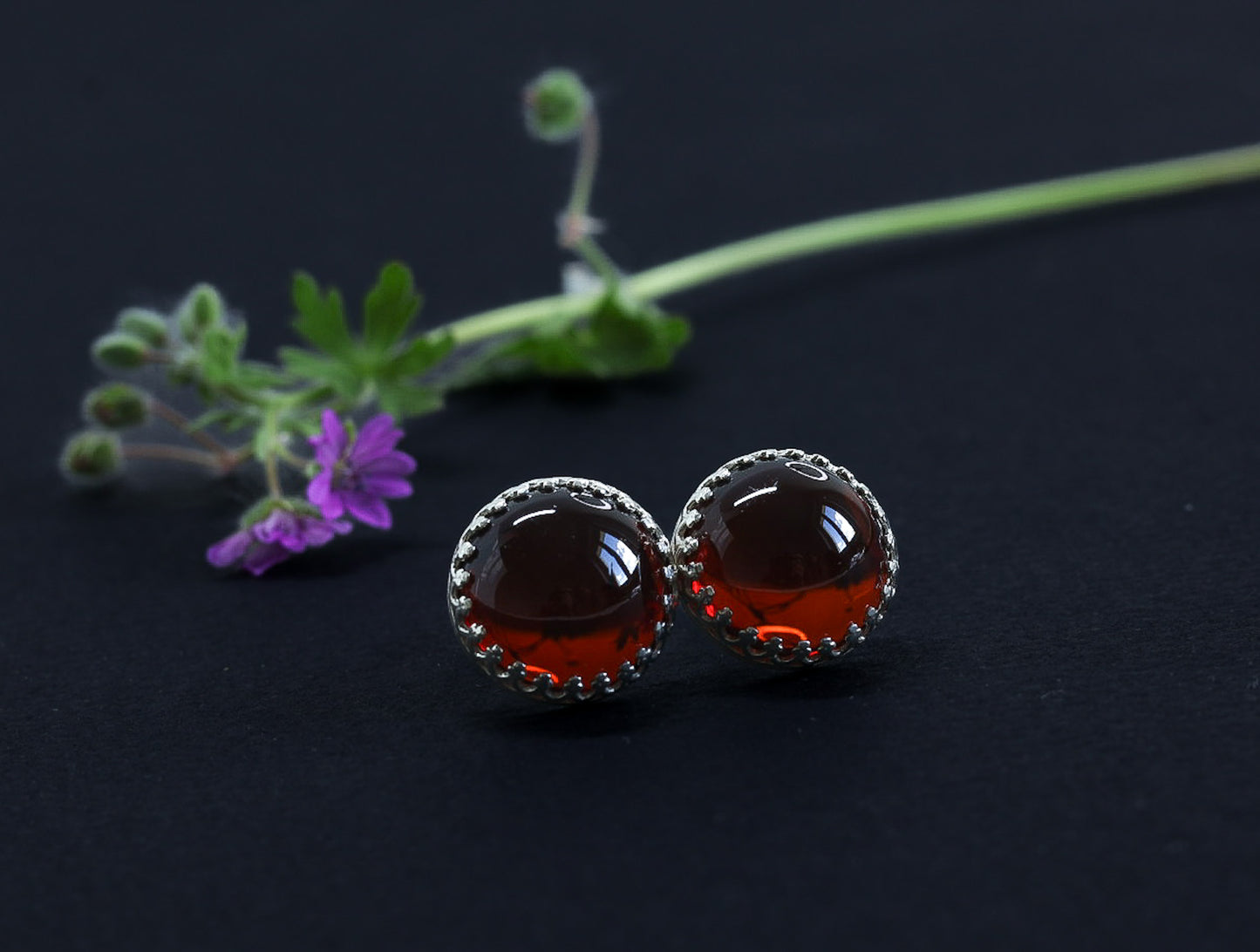 Amber Silver Earrings
