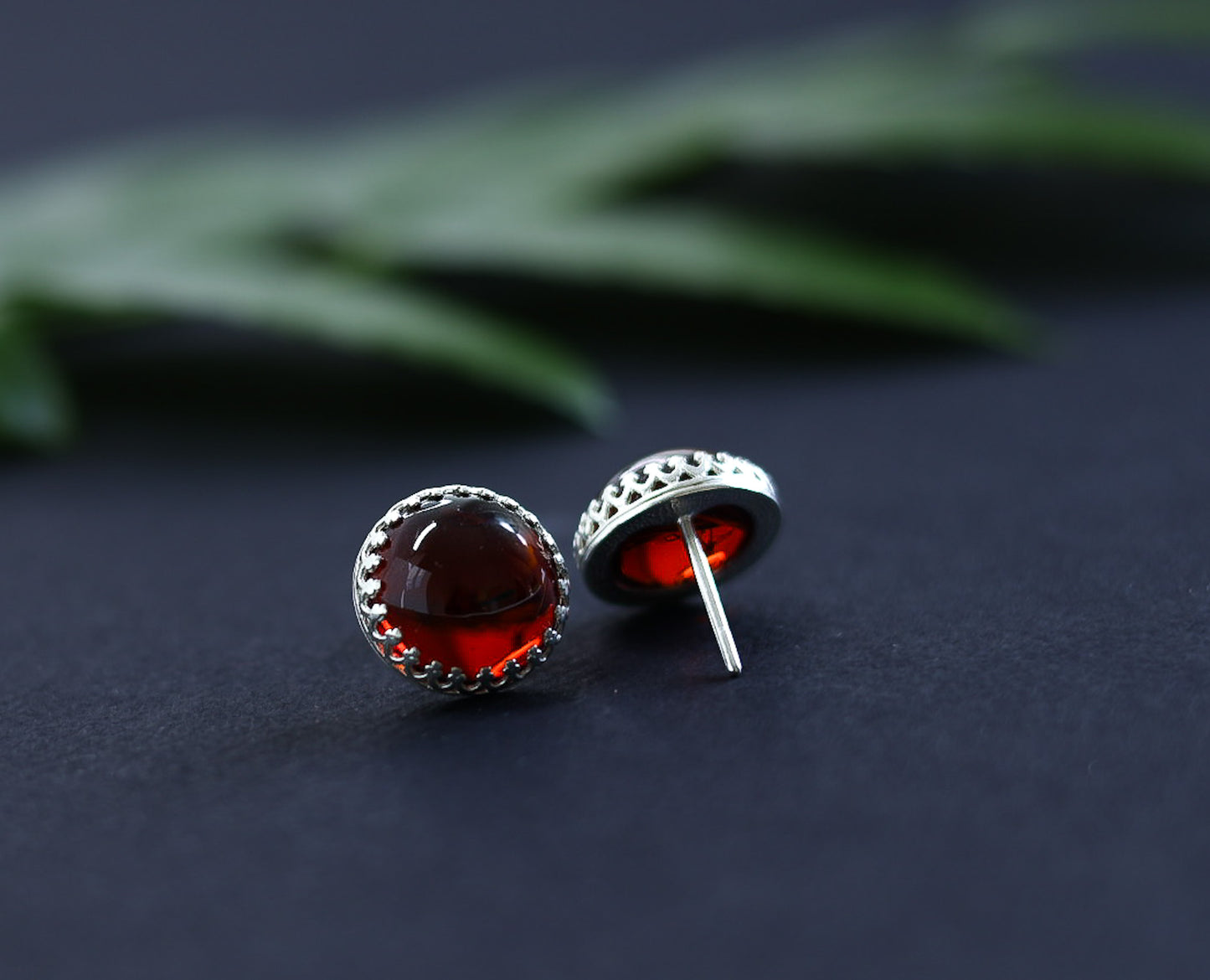 Amber Silver Earrings