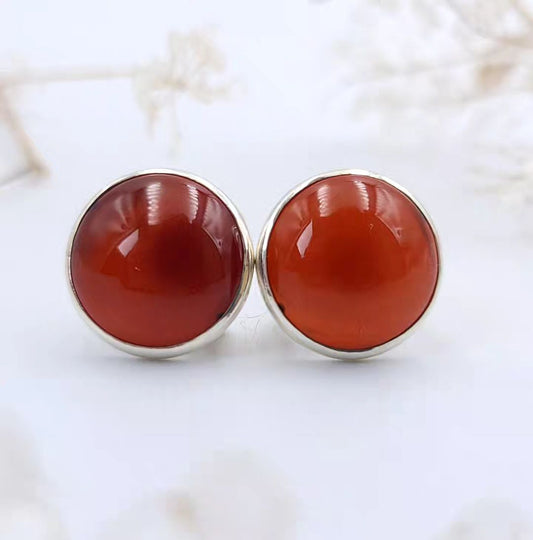 Amber Silver Round Earrings