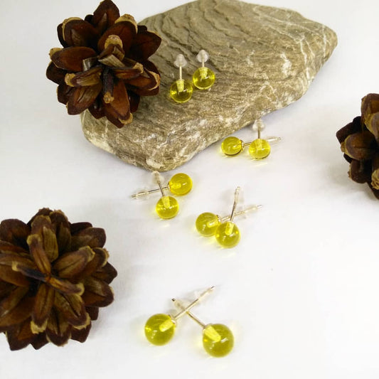 Amber Silver Stud Earrings