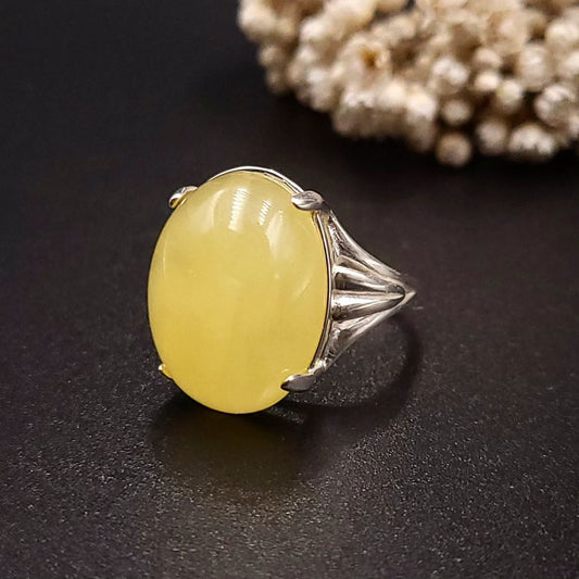 Amber Silver Ring
