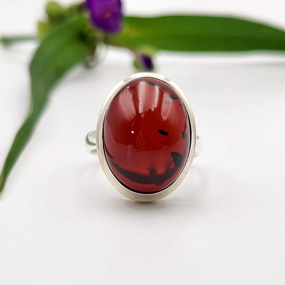 Amber Silver Ring
