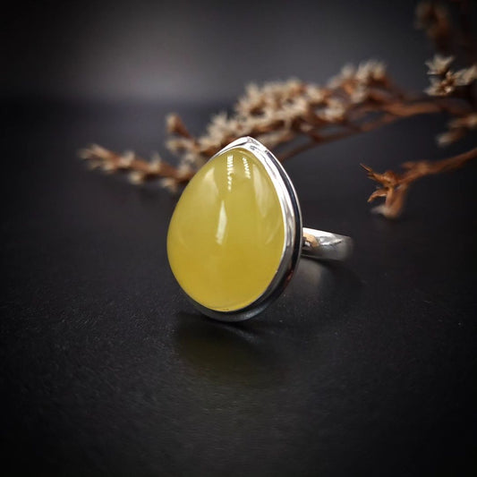 Amber Silver Ring