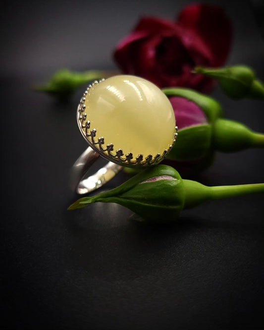 Amber Silver Ring