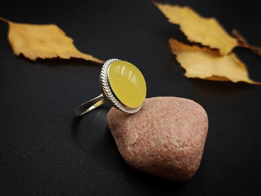Amber Silver Ring