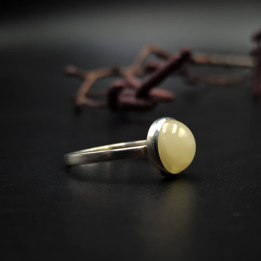 Amber Silver Ring