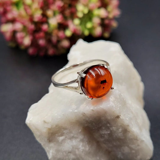 Amber Silver Ring