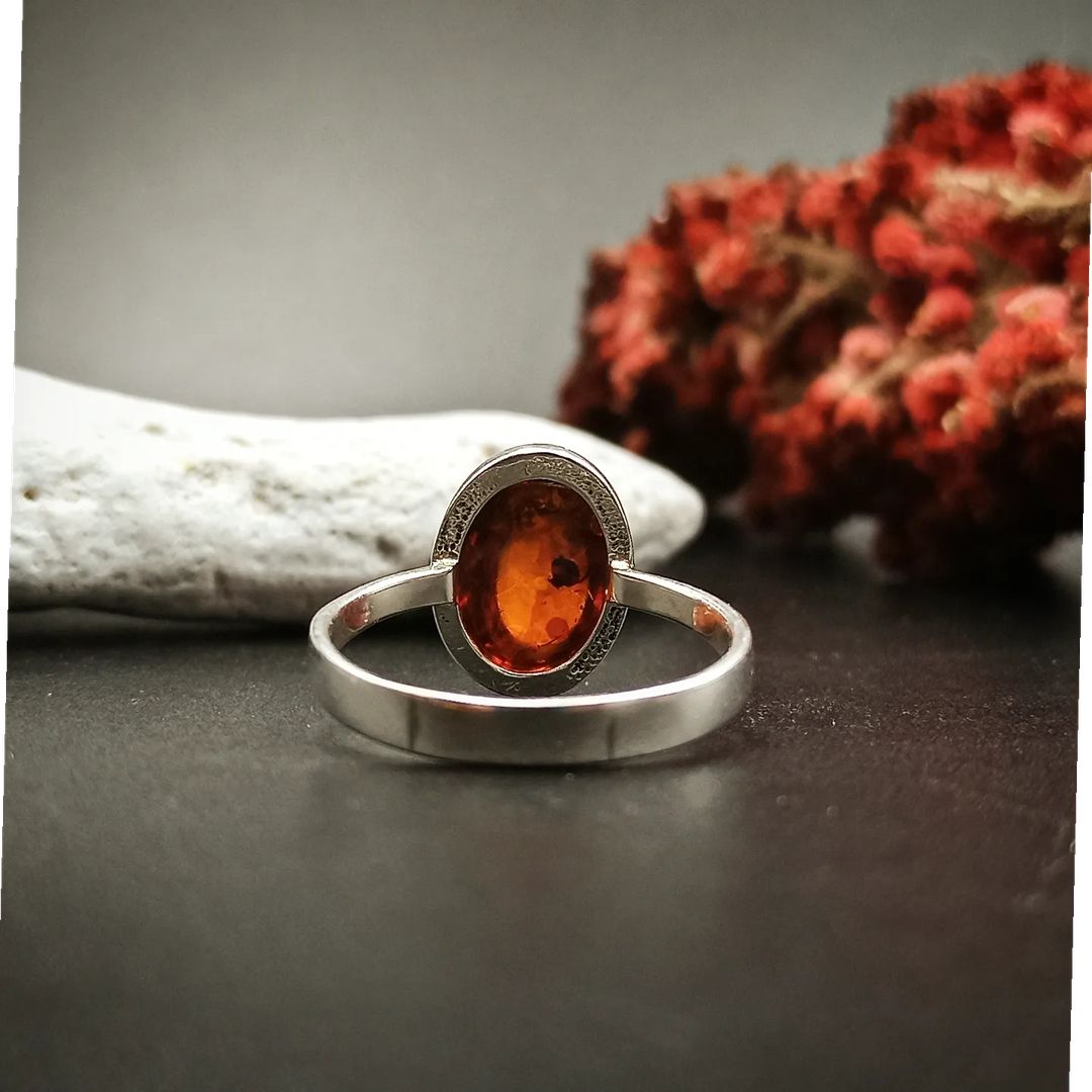 Amber Silver Ring