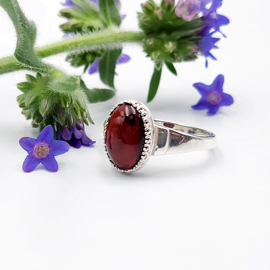 Amber Silver Ring
