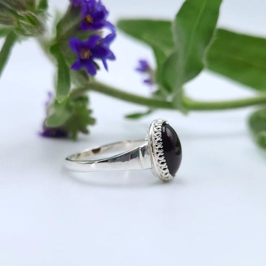 Amber Silver Ring