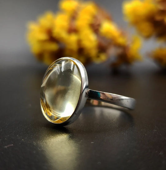 Amber Silver Ring