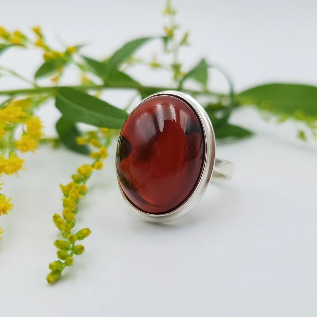 Amber Silver Ring