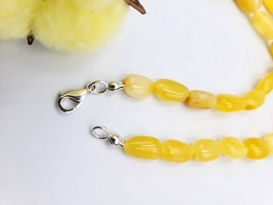 Genuine Polished Baltic Amber Necklace for Adults | Smooth Honey Nugget Beads | Natural Healing Jewelry | Tetibel