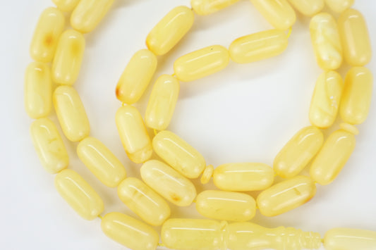 Certified natural opaque yellow and orange Baltic amber misbaha rosary strand by Tetibel.